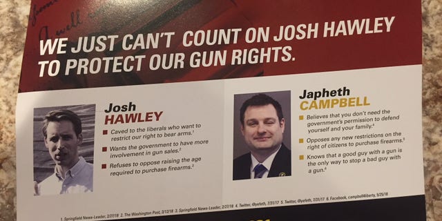One anonymous mailer criticizes Hawley’s record on gun rights – despite the endorsement from National Rifle Association Political Victory Fund – claiming he won’t “protect our gun rights” and then asks to support Libertarian candidate Japheth Campbell.