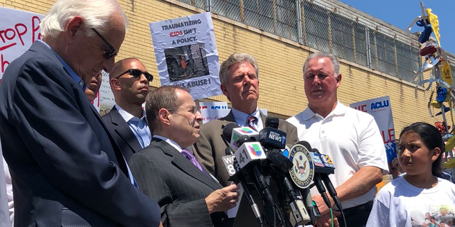 U.S. Rep. Jerry Nadler, D-N.Y., spoke to protesters and reporters after touring an immigration detention facility in New Jersey on Father's Day.