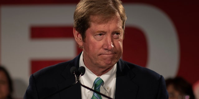 U.S. Congressman Jason Lewis gave his concession speech Tuesday, Nov. 6, 2018. (Jerry Holt/Star Tribune via AP)