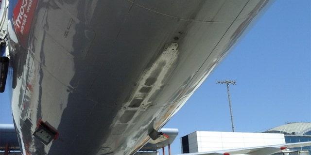 The aircraft’s underside was damaged from the impact, including the rear sewage drainage probe, VHF antenna and part of the hold.