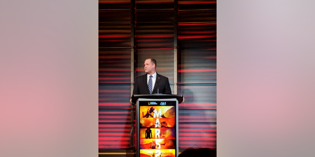 NASA Administrator Jim Bridenstine addresses a crowd at National Geographic headquarters about humanity's bright future on the moon and Mars.