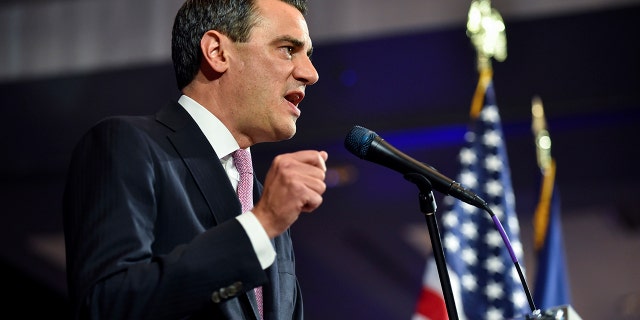 Incumbent Republican U.S. Rep. Kevin Yoder talks to supporters as he concedes his seat after he lost the Kansas 3rd District to Democrat Sharice Davis Tuesday, Nov. 6, 2018, in Overland Park, Kan. (AP Photo/Ed Zurga)