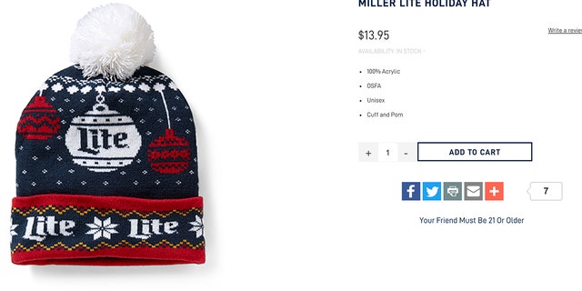 miller lite ugly sweater hat