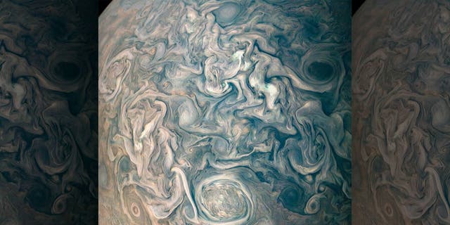 The astonishing images come courtesy of the Juno spacecraft during its 13th close flyby of Jupiter.