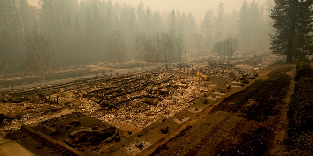 Residences were burned down in a mobile home park on Edgewood Lane after the Camp Fire tore through Paradise, California.