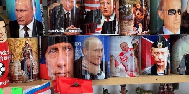 President Putin remains a souvenir mainstay in the streets of Saint Petersburg, Russia