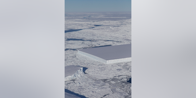NASA's IceBridge project captured this view of a strange rectangular-shaped iceberg in Antarctica in October 2018.