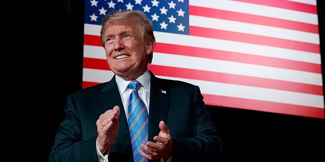 President Trump arrives to speak at a "Salute to Service" dinner, July 3, 2018, in White Sulphur Springs, W.Va. (Associated Press)