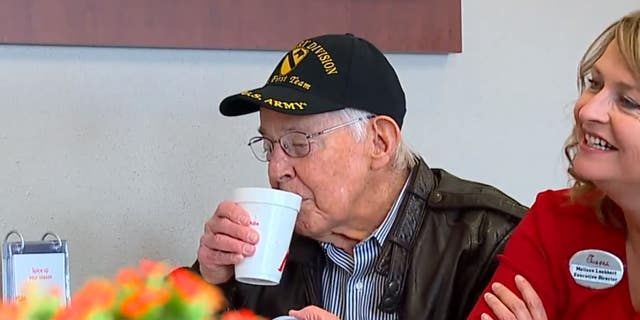 The veteran's favorite meal is the chicken nuggets kid's meal with root beer.