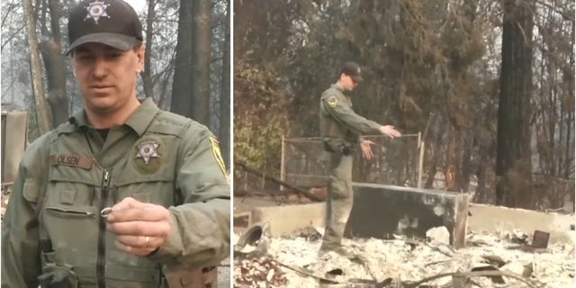 California Game Warden Jake Olsen said he found his wife’s wedding ring while inspecting the damage at their Paradise property.