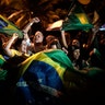 Supporters of Jair Bolsonaro celebrate in front of his residence in Rio de Janeiro, Brazil, Oct. 28, 2018. 