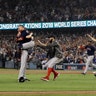 The Boston Red Sox celebrate winning baseball's World Series against the Los Angeles Dodgers in Los Angeles, Oct. 28, 2018.