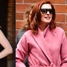Anne Hathaway was seen on location in New York City with a fiery mane while filming "Modern Love."