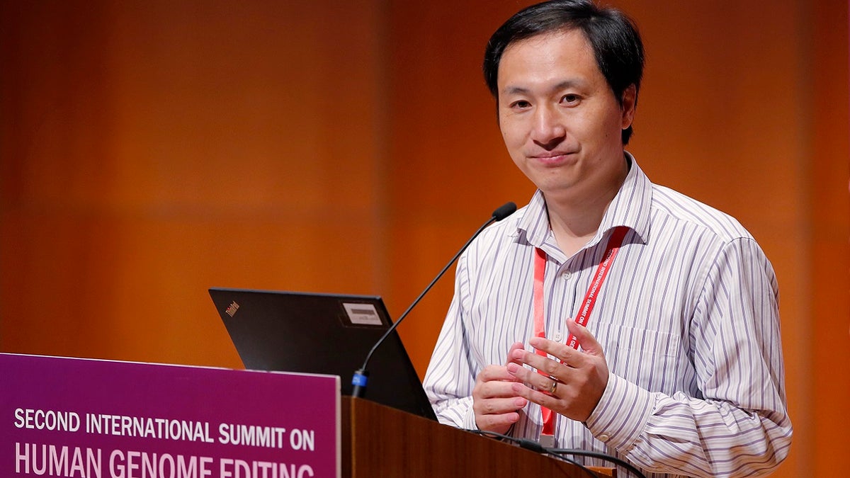 He Jiankui, a Chinese researcher, speaks during the Human Genome Editing Conference in Hong Kong, Nov. 28, 2018.