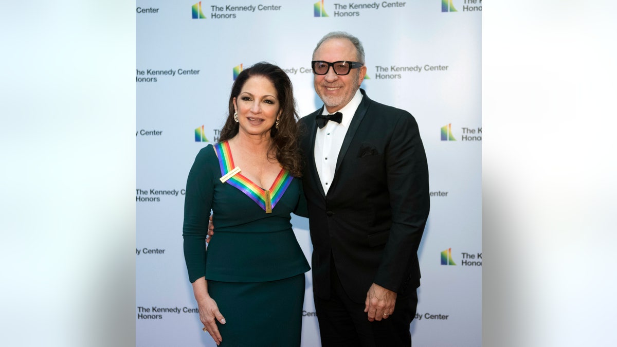 Gloria Estefan and Emilio Estefan arrive at the State Department for the Kennedy Center Honors State Department Dinner on Saturday, Dec. 1, 2018, in Washington.