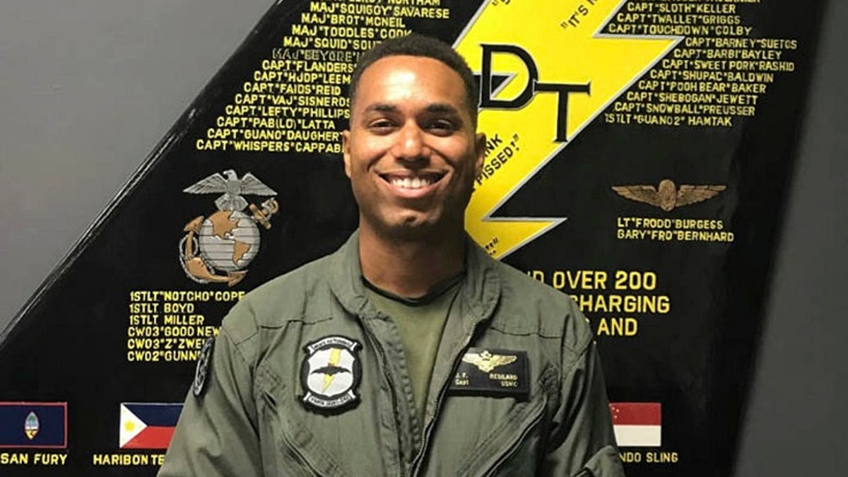 This undated photo made available by the U.S. Marine Corps shows Capt. Jahmar F. Resilard. On Thursday, Dec. 6, 2018, officials said he was killed in a plane crash off the coast of Japan. (U.S. Marine Corps via AP)