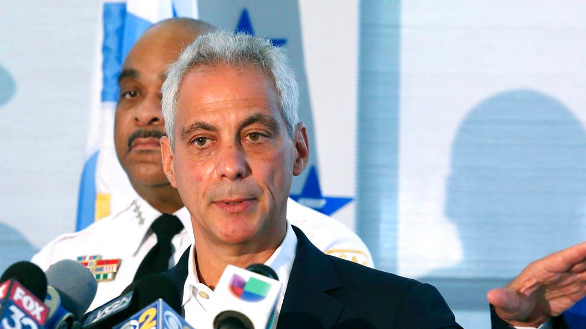 FILE: Chicago Mayor Rahm Emanuel speaks at a news conference in Chicago.