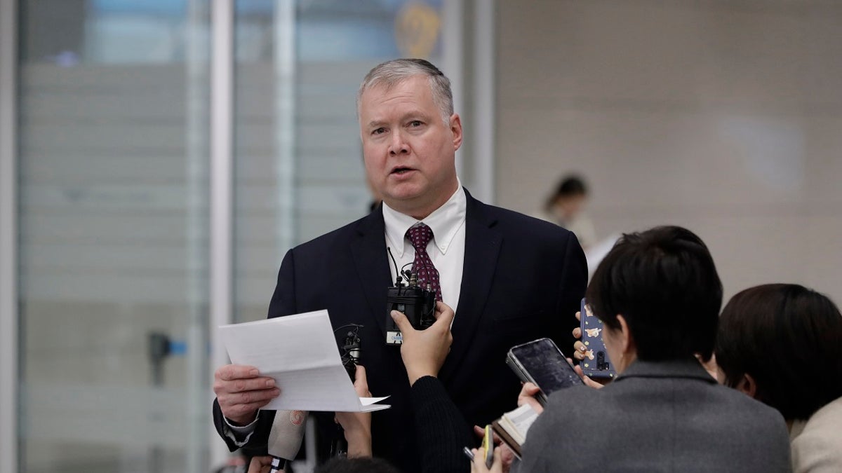 U.S. Special Representative for North Korea Stephen Biegun speaks to the media upon his arrival at Incheon International Airport in Incheon, South Korea, Wednesday, Dec. 19, 2018. (Associated Press)