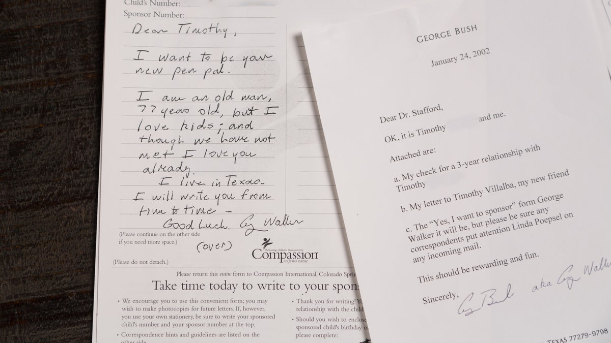 Former President George H.W. Bush sent his first letter to Timothy in 2002.