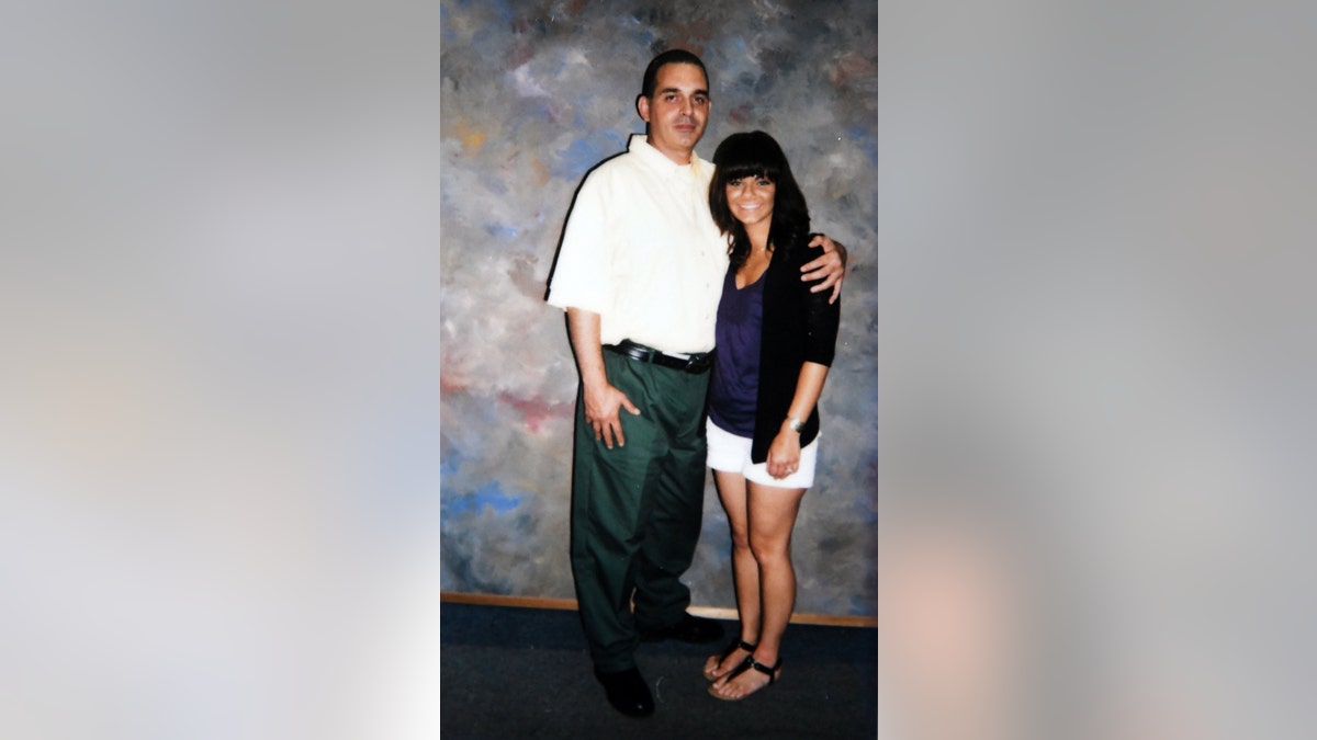 Jamie Scalise with her father, Richard Matt, during her first visit with him at the Clinton Correctional Facility in Dannemora, NY. — Courtesy of Jamie Scalise