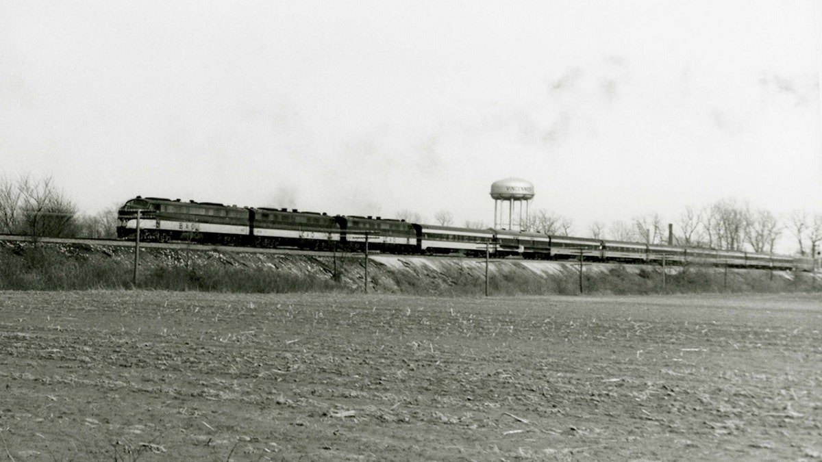 FILE -- The funeral train of Dwight Eisenhower.