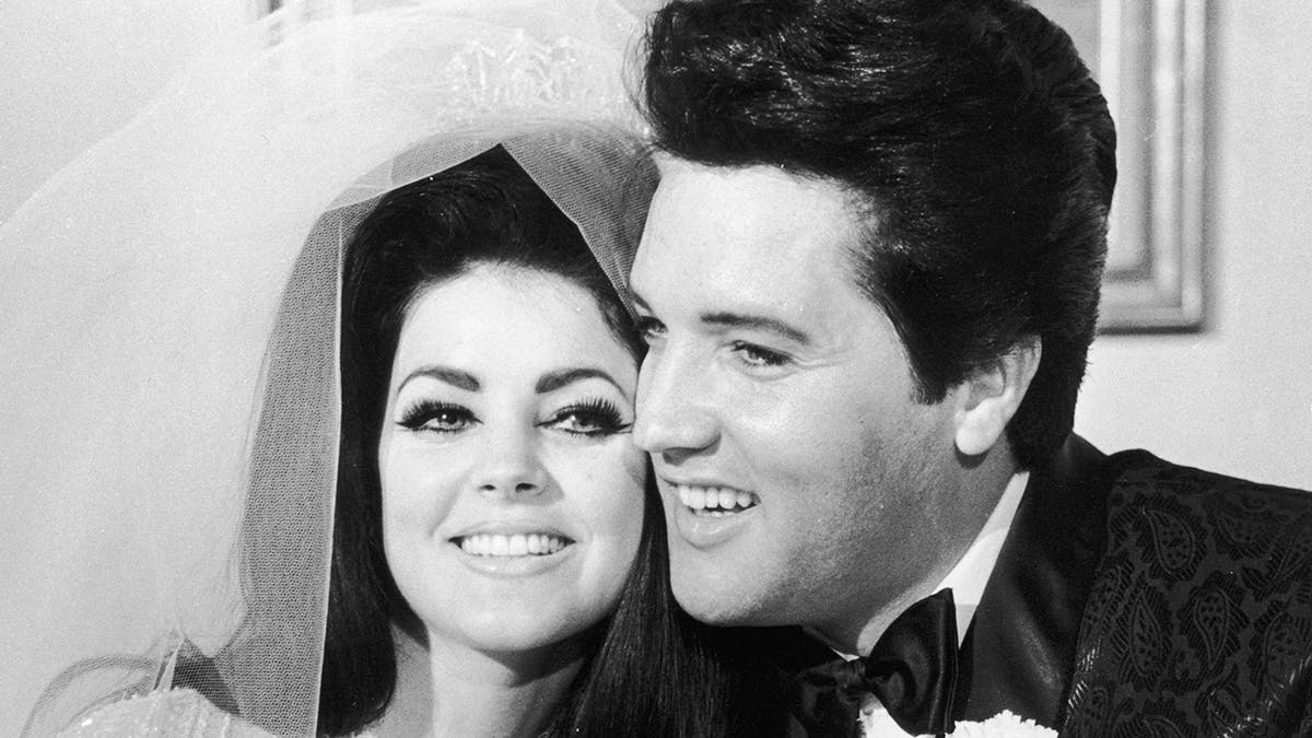 Elvis Presley and Priscilla Beaulieu Presley on their wedding day, May 1st, 1967, in Las Vegas. (Photo by Hulton Archive/Getty Images)