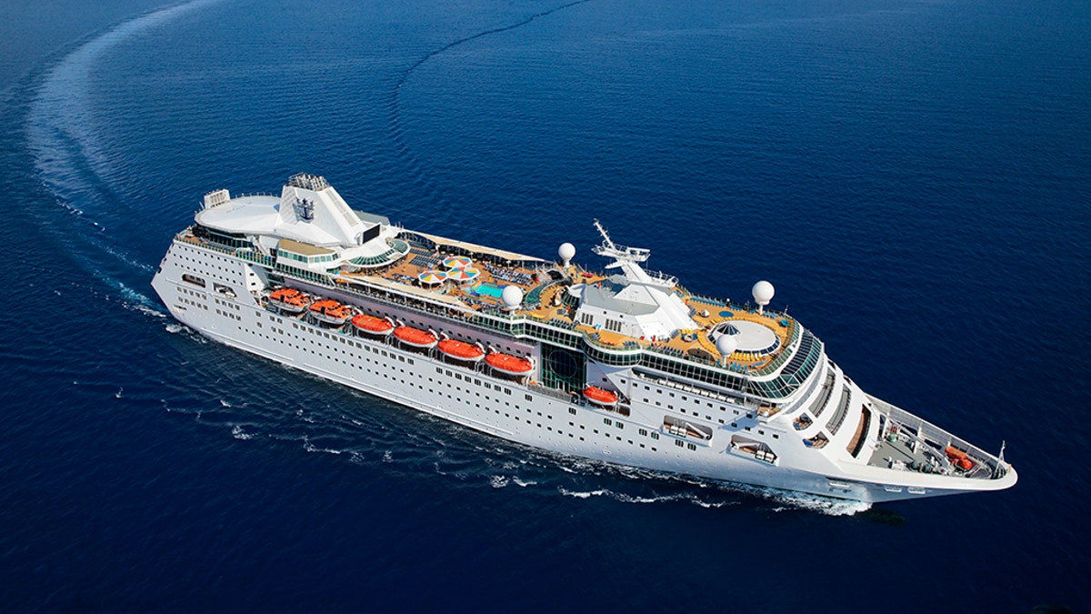 An aerial photo of the Empress of the Seas ship.