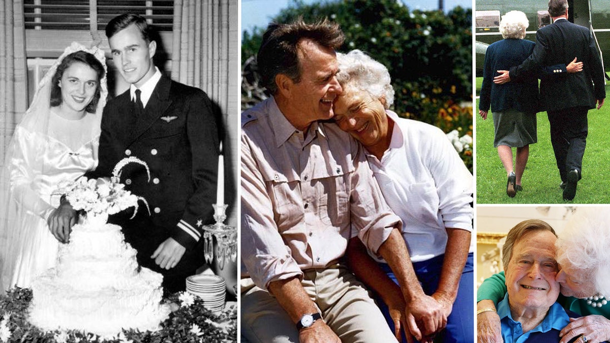 The love story between George and Barbara Bush began in 1941, when the two attended at a Christmas dance. "It was a storybook meeting," Mr. Bush would later write. He approached a friend to ask who the girl in the red and green dress was — and to get an introduction. Just then, the band switched tempos to a waltz, so the pair sat out several dances talking and getting to know one another. At the time of Mrs. Bush’s passing, they were America’s longest-married "First Couple."
