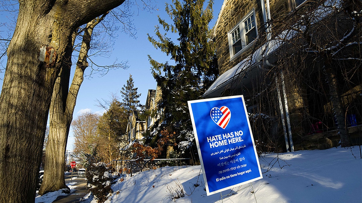 February 9, 2017 - Philadelphia, Pennsylvania, United States - Hate Has No Home Here sign is found in a front yard of a home in Philadelphia, Pennsylvania, on February 9th, 2017. (Credit Image: © Bastiaan Slabbers/NurPhoto via ZUMA Press)