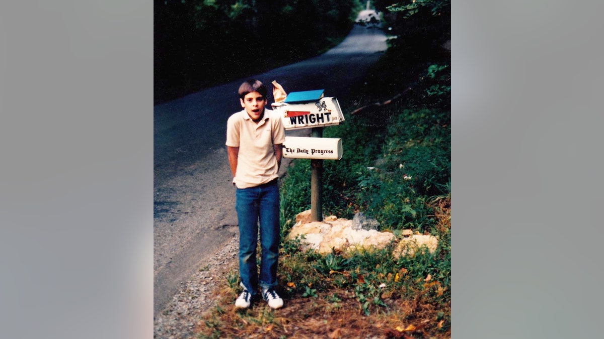 Jason Wright waits anxiously for the bus on his first day of the seventh grade. Sept. 6, 1983.