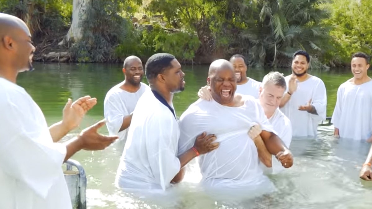 A group from the NFL was baptized in the Jordan River on a trip with Israel Collective in March.