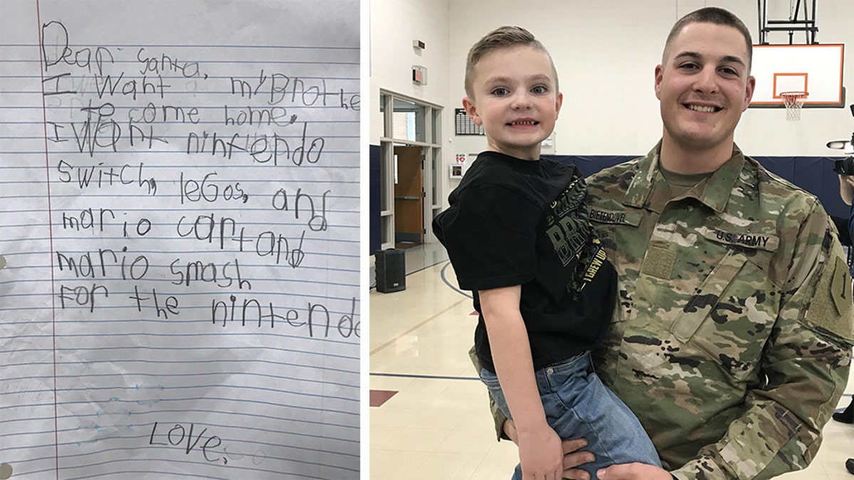 An Ohio kindergartener was granted his Christmas wish this year when his older brother who serves in the Army made a surprise return home just in time for the holidays, his school revealed.