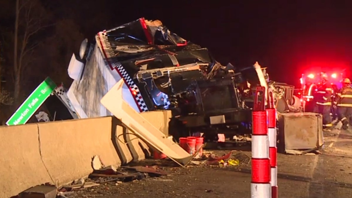 Two men were spared from what could've been a deadly highway overpass wreck.