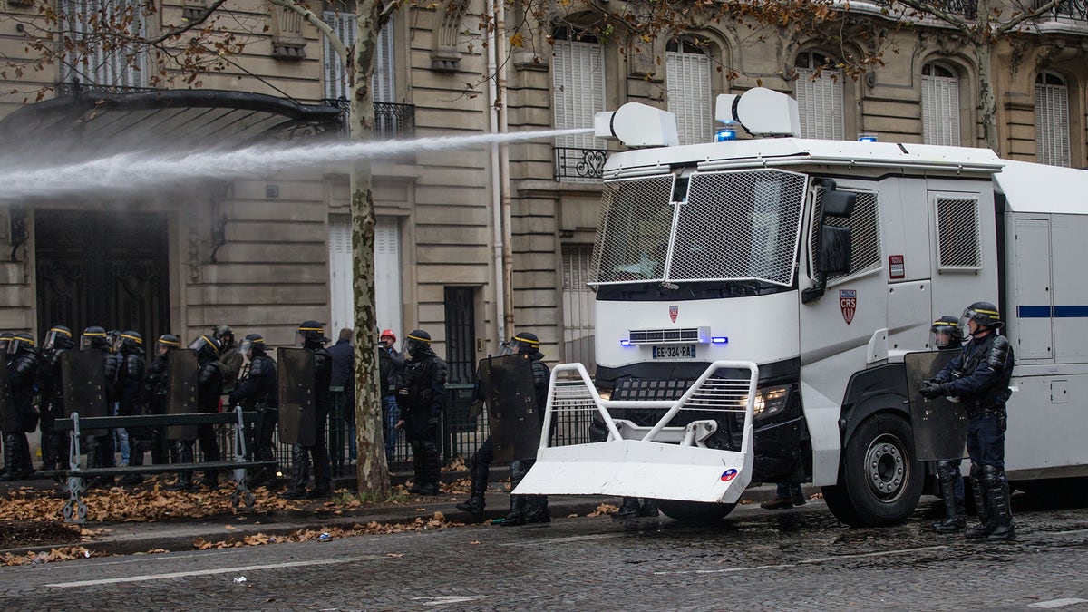 Clashes between police and demonstrators, during demonstration of the "Yellow vests", in Paris, France, on December 8th 2018.