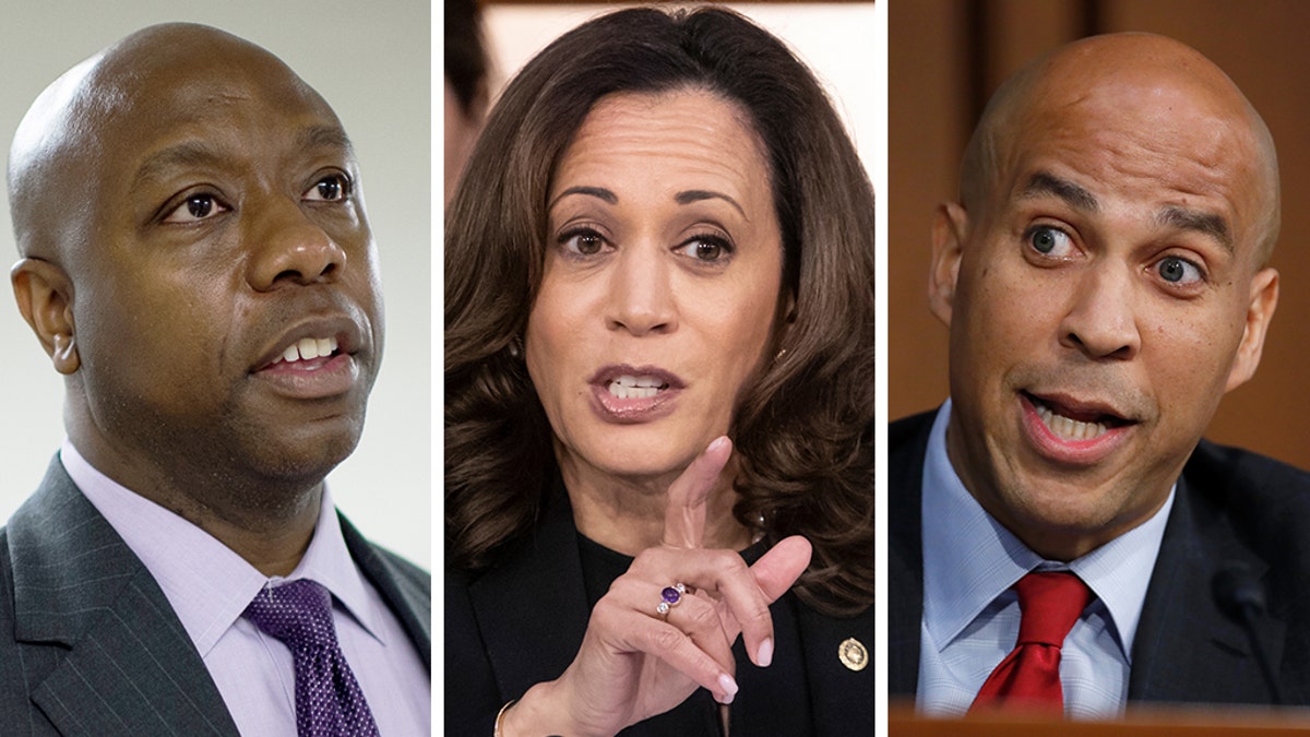 Sens. Tim Scott, R-S.C.; Kamala Harris, D-Calif.; and Cory Booker, D-N.Y.