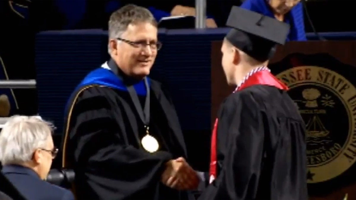 Jay Strobino walked across the stage on Saturday after graduating from Middle Tennessee State University.