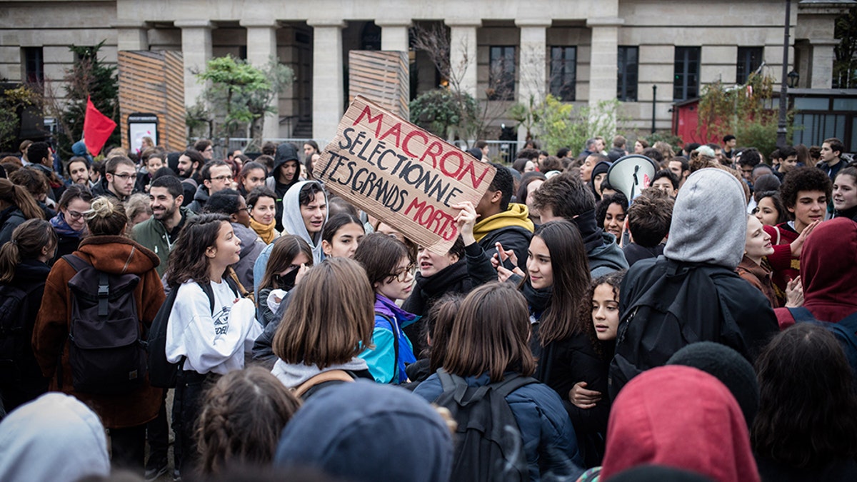 Hundreds of students were galvanized by President Macron's unpopular policies.