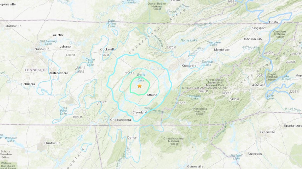 A 4.4 magnitude earthquake struck north of Decatur, Tenn., and could be felt as far south as Atlanta. (USGS)