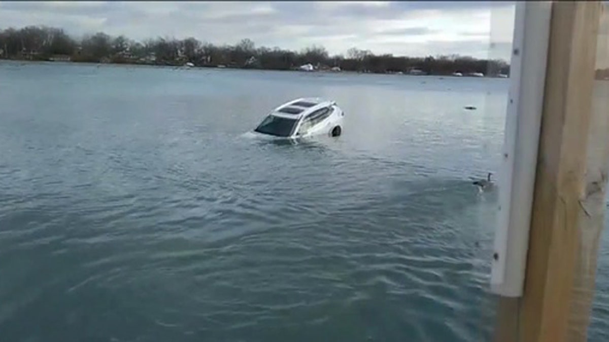 The car was spotted in the Detroit River in Trenton, Mich., located about 17 miles south of downtown Detroit.
