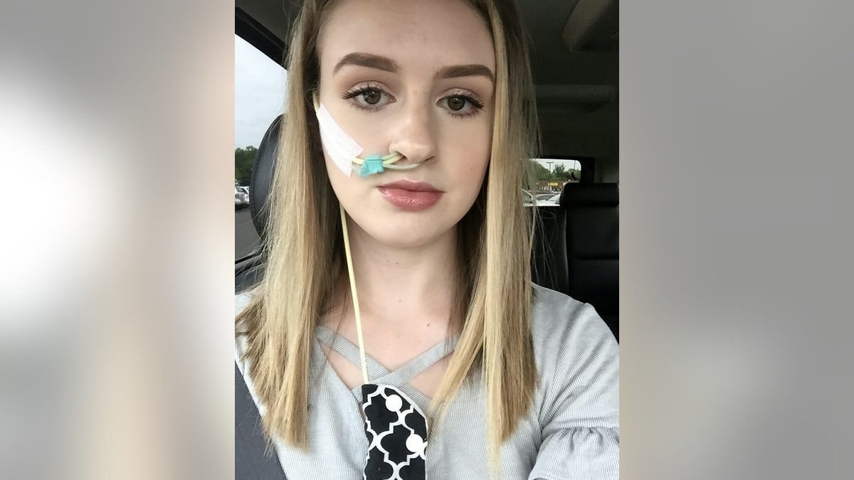 Hannah's doctors made the decision to insert a temporary tube which bypasses her stomach and inserts nutrition directly into her small intestine through a tube in her nose.