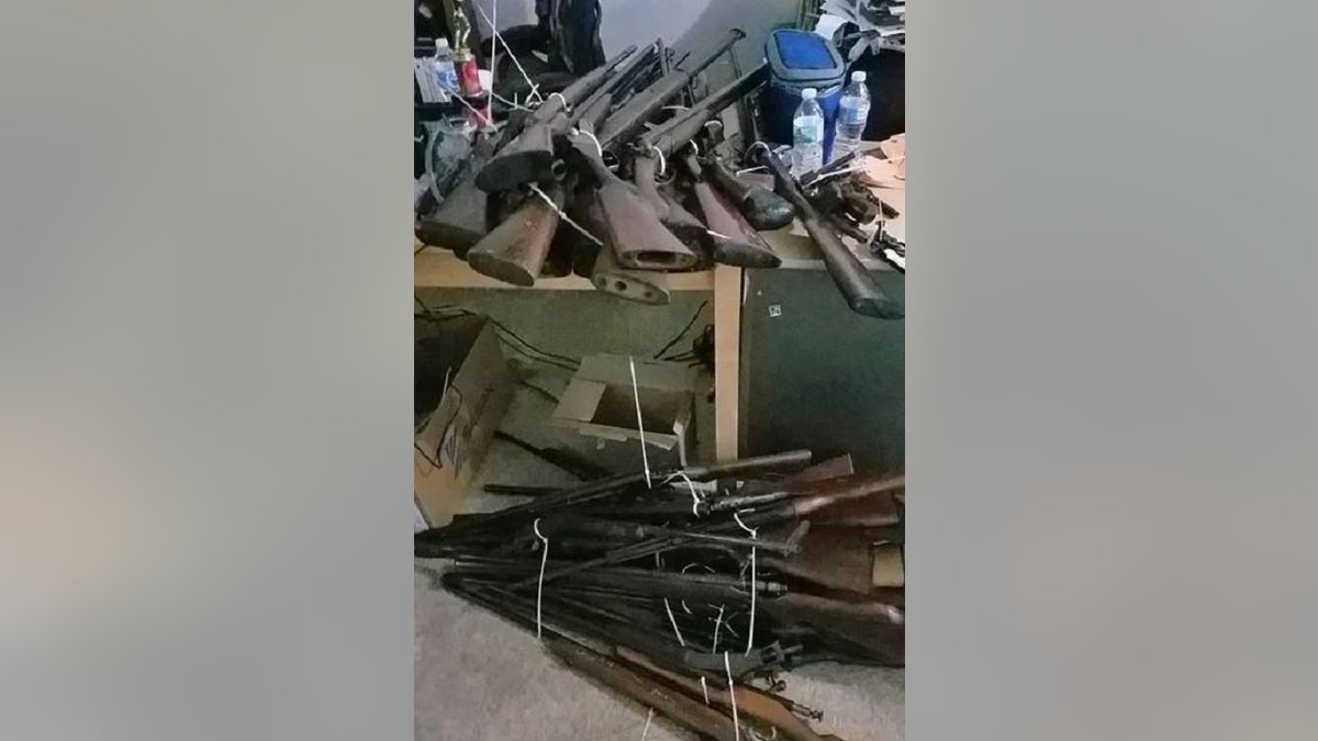 Firearms collected from a gun buyback program in Baltimore. 