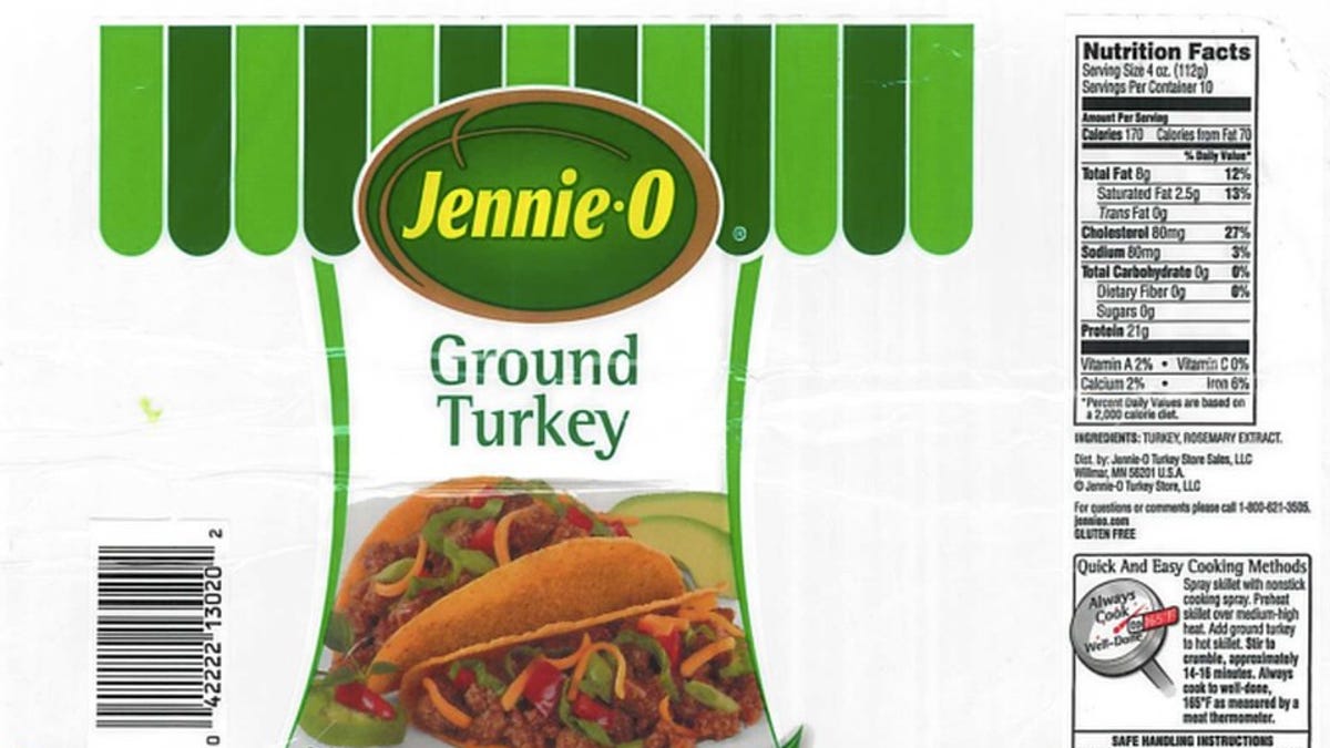 The packaging of one of the recalled Jennie-O ground turkey products.