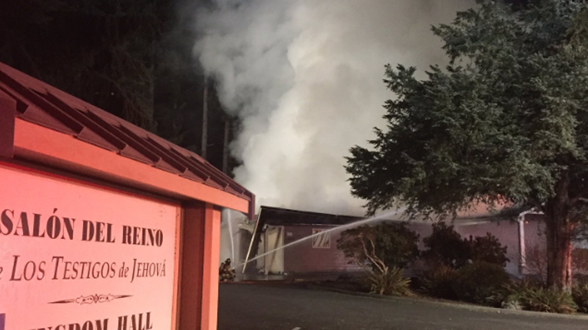 The fire at the Jehovah's Witness Kingdom Hall in Lacey, Wash. was the fifth blaze in an apparent series of targeted attacks.