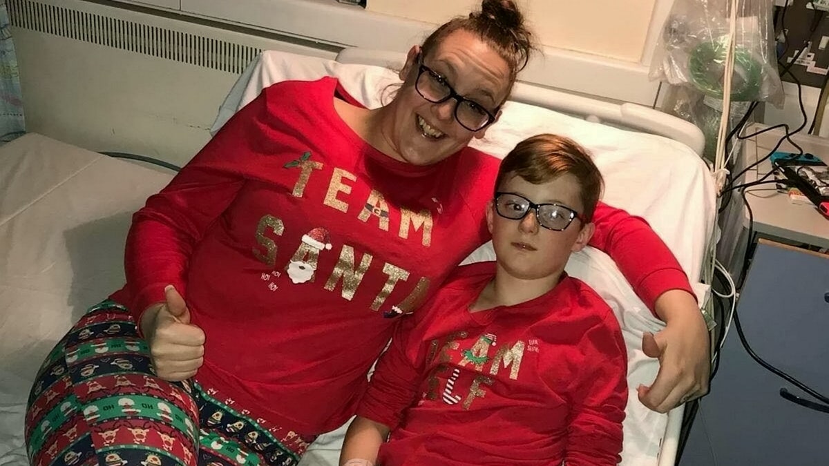 Jenna Probert with her son, Reece, pictured in the hospital.