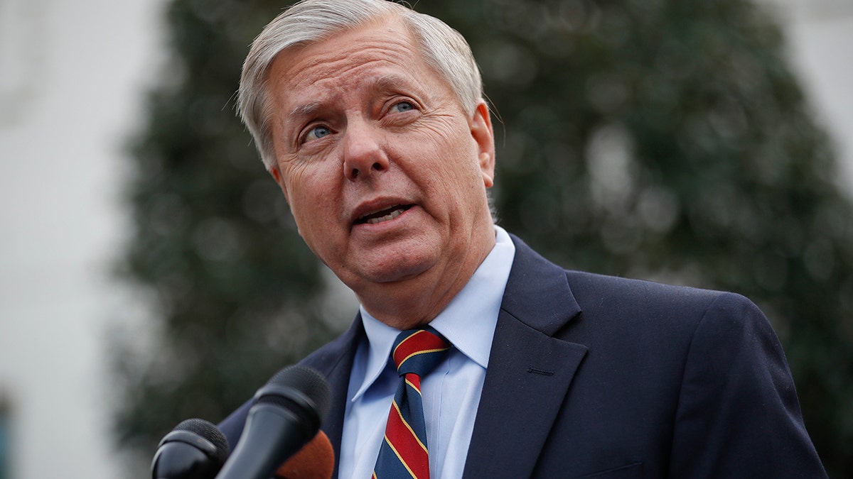 Dec. 30: Sen. Lindsey Graham speaks to members of the media outside the West Wing after his meeting with President Trump. Graham is one of several GOP senators whose 2020 challengers were supported by the Lincoln Project. Graham cruised to victory against Democrat Jaime Harrison. 