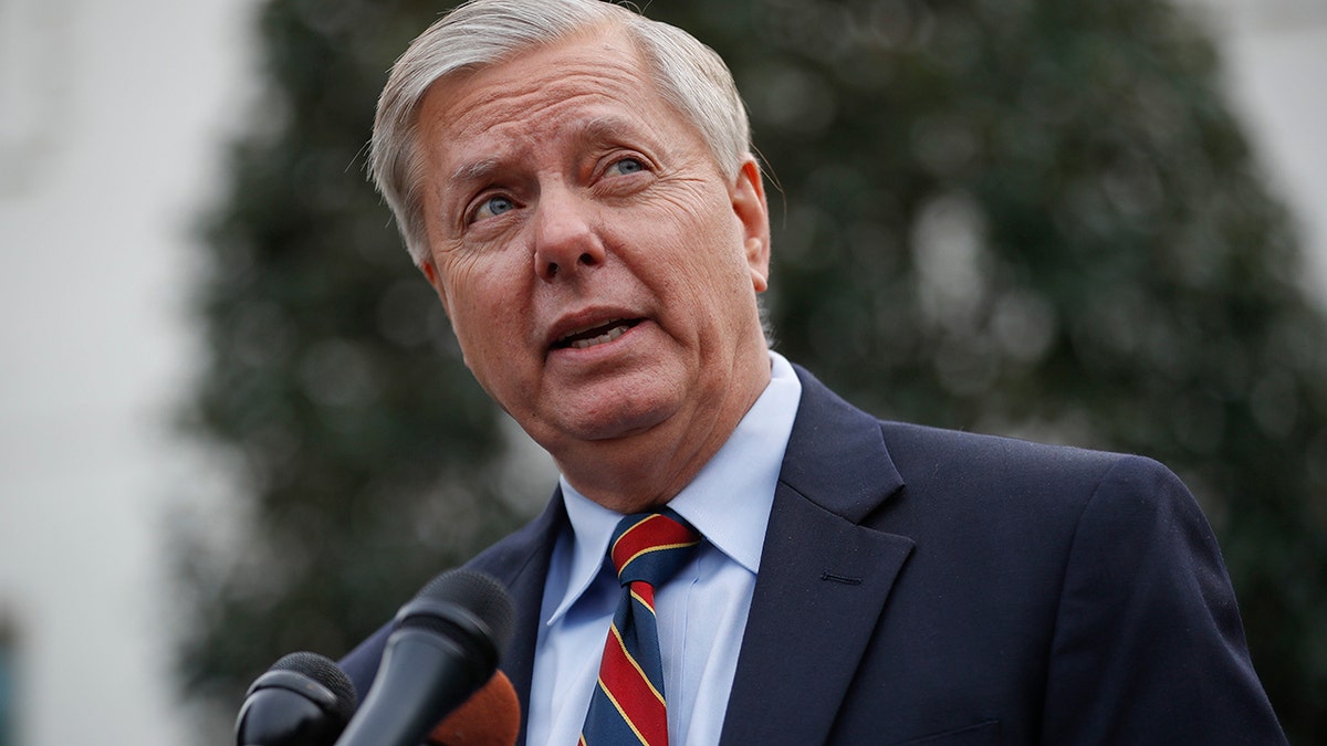 Dec. 30: Sen. Lindsey Graham speaks to members of the media outside the West Wing after his meeting with President Trump. Graham is one of several GOP senators whose 2020 challengers were supported by the Lincoln Project. Graham cruised to victory against Democrat Jaime Harrison.?