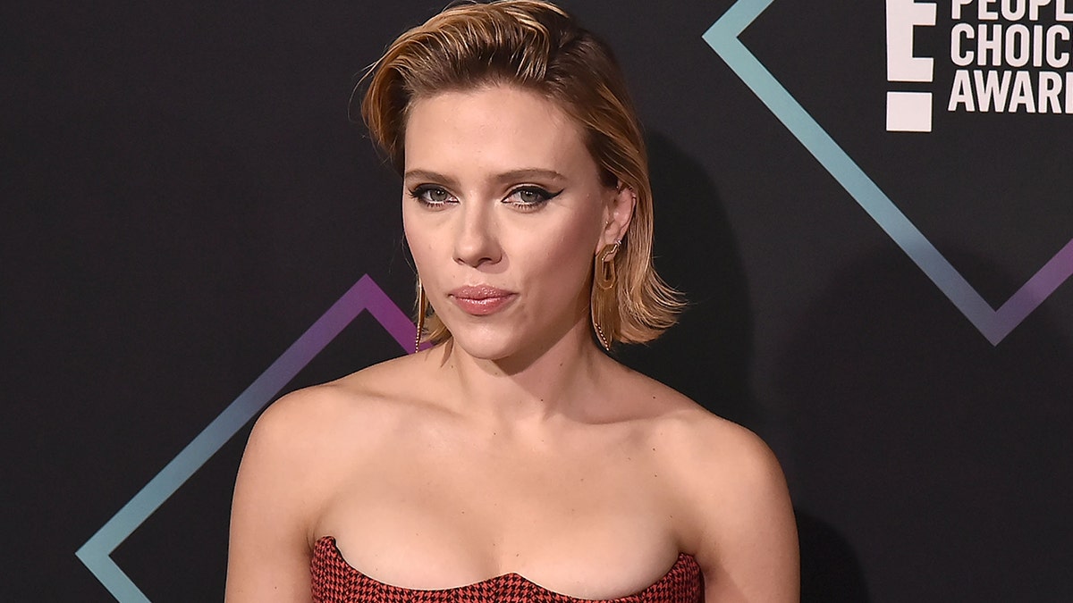 SANTA MONICA, CA - NOVEMBER 11: Scarlett Johansson attends the E! People's Choice Awards - Press Room at Barker Hangar on November 11, 2018 in Santa Monica, California. (Photo by David Crotty/Patrick McMullan via Getty Images)