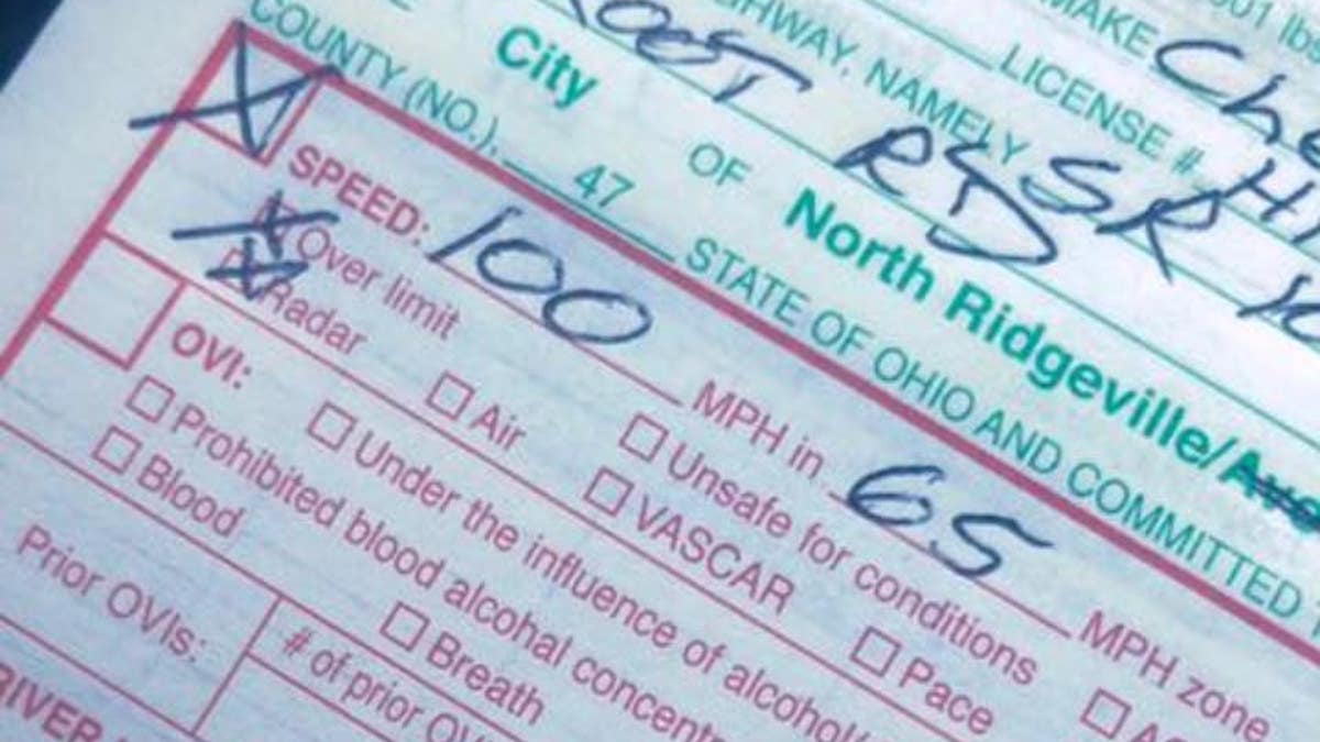 A police officer with the North Ridgeville Police Department in Ohio wrote a warning on Facebook after ticketing a teen for driving 100 mph.