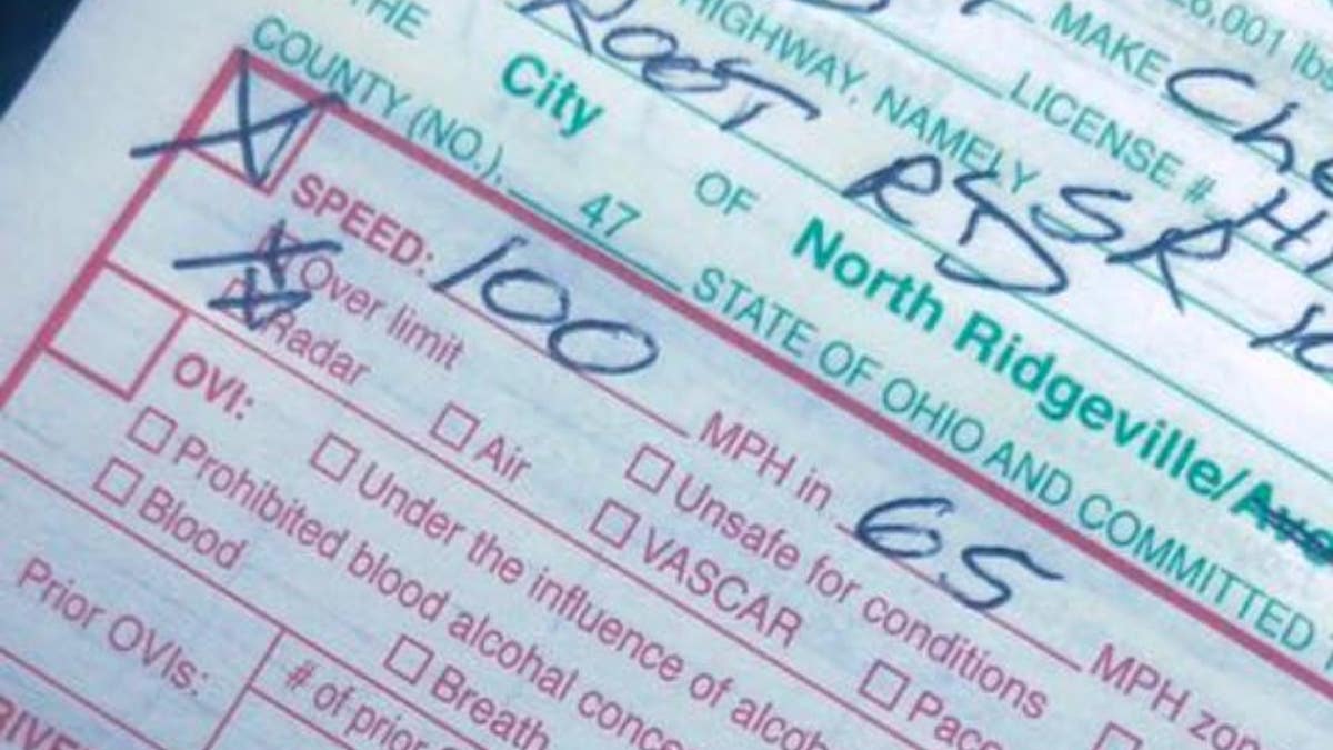 A police officer with the North Ridgeville Police Department in Ohio wrote a warning on Facebook after ticketing a teen for driving 100 mph.