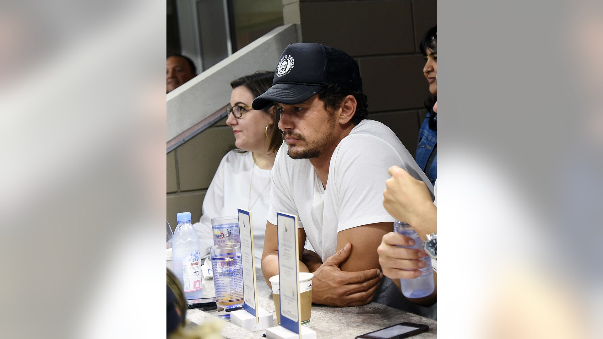 Actor James Franco was spotted at the Grey Goose Suite while attending the 2017 US Open. And apparently, his favorite player lost. 
